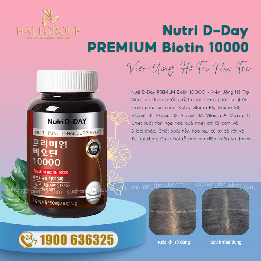 Thành phần của Nutri D-Day PREMIUM Biotin 10000 - Viên Uống Hỗ Trợ Mọc Tóc