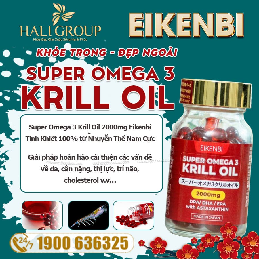 Dầu Nhuyễn Thể Super Omega 3 Krill Oil 2000mg Eikenbi