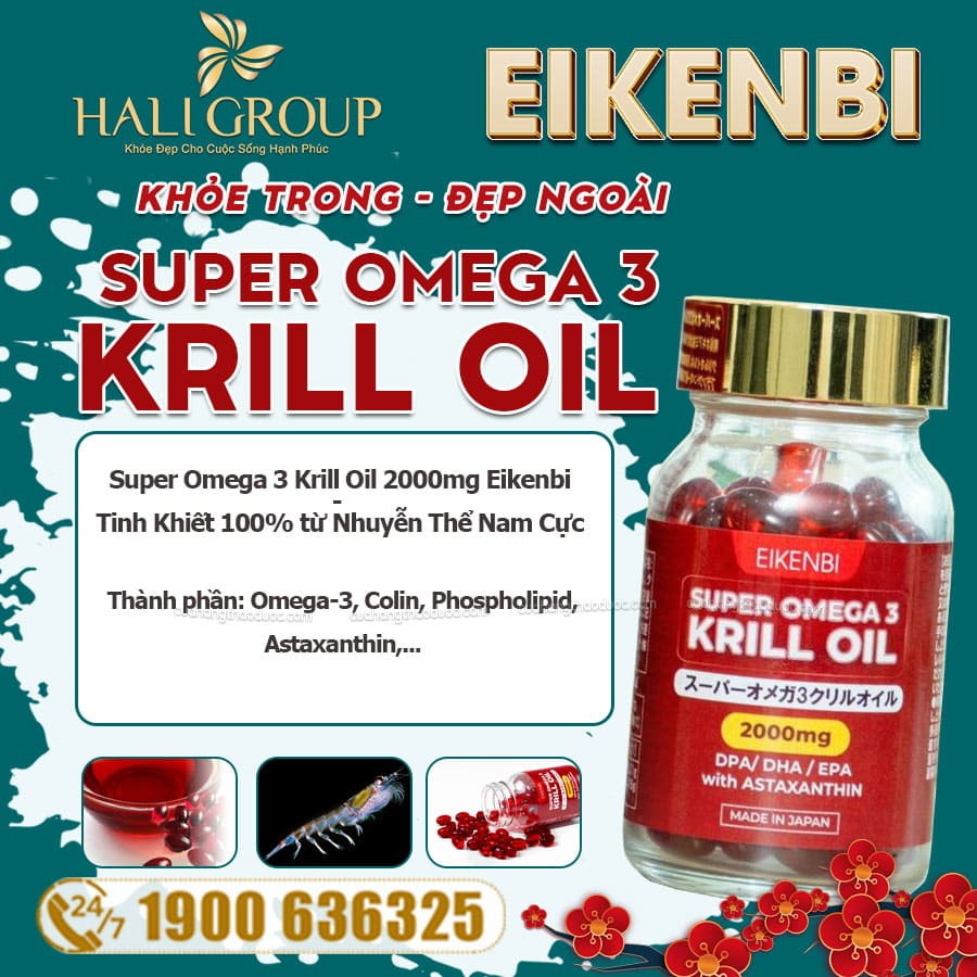 Dầu Nhuyễn Thể Super Omega 3 Krill Oil 2000mg Eikenbi