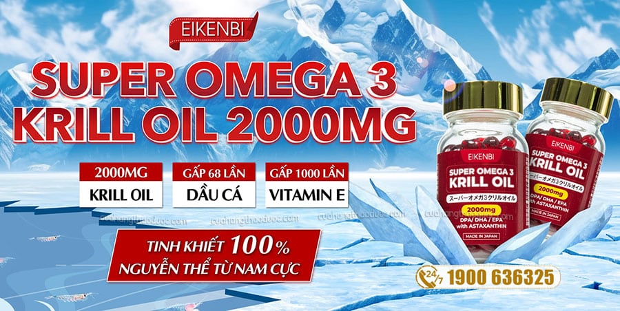 Dầu Nhuyễn Thể Super Omega 3 Krill Oil 2000mg Eikenbi