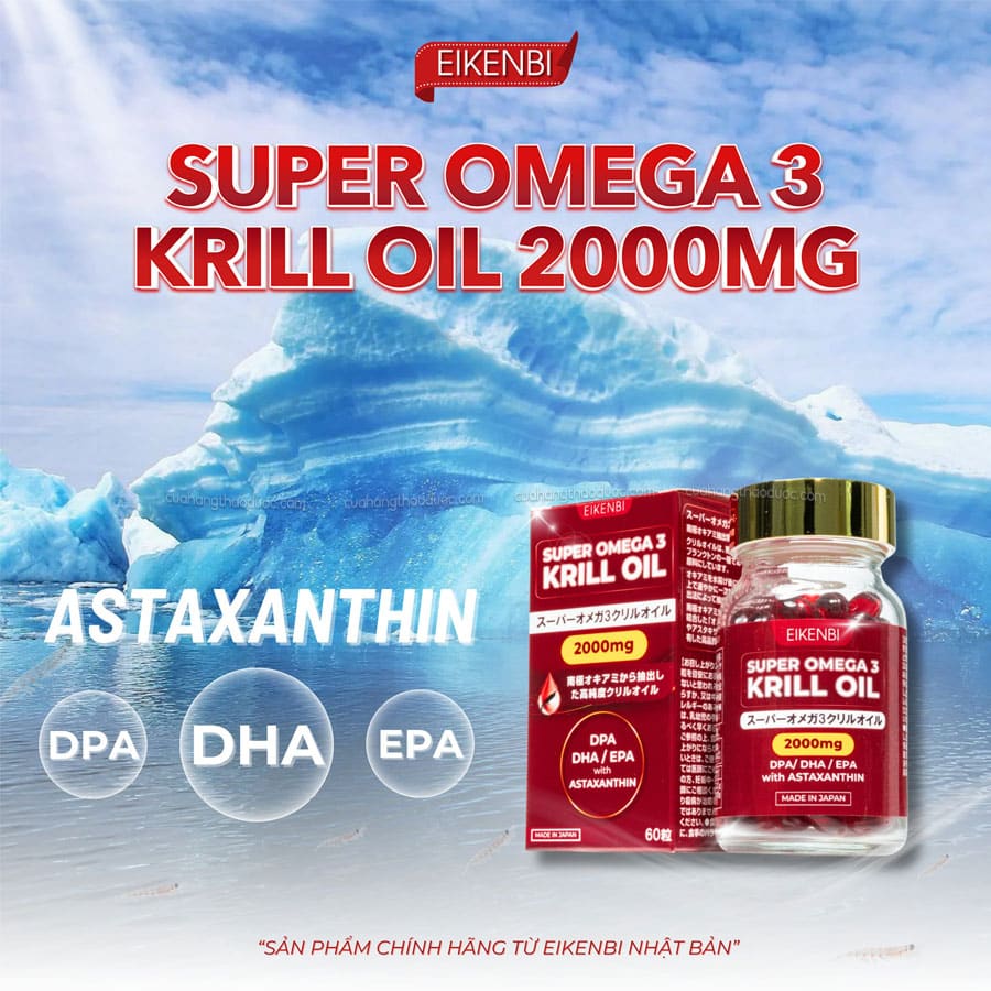 Dầu Nhuyễn Thể Super Omega 3 Krill Oil 2000mg Eikenbi