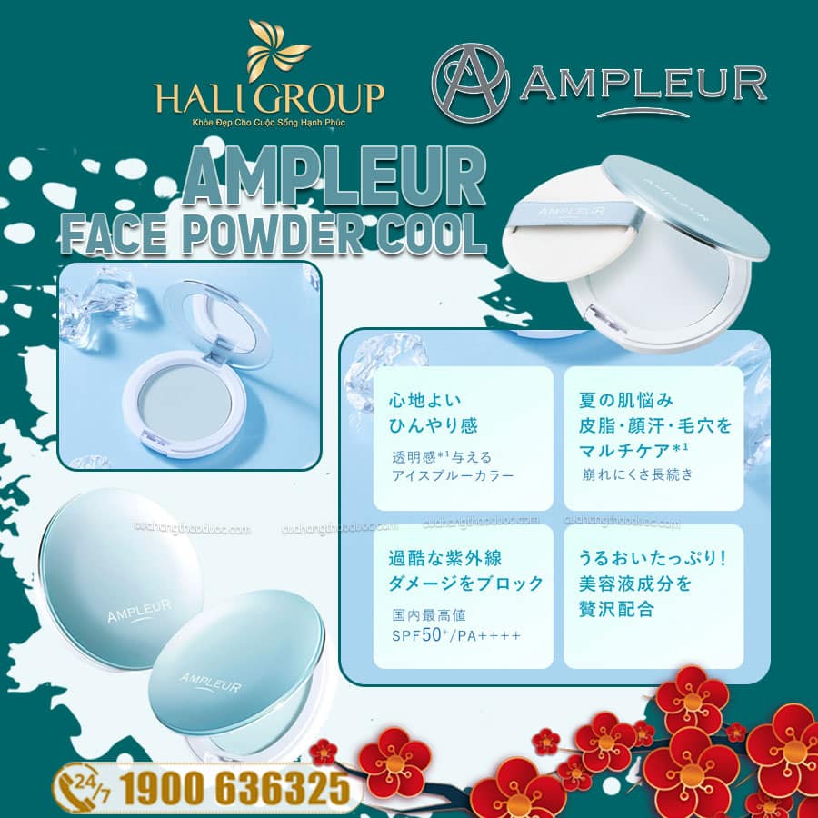 Phấn Phủ Ampleur Face Powder Cool Xanh Băng SPF 50+/PA++++