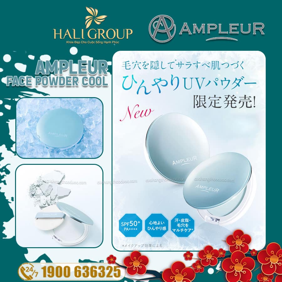 Phấn Phủ Ampleur Face Powder Cool Xanh Băng SPF 50+/PA++++