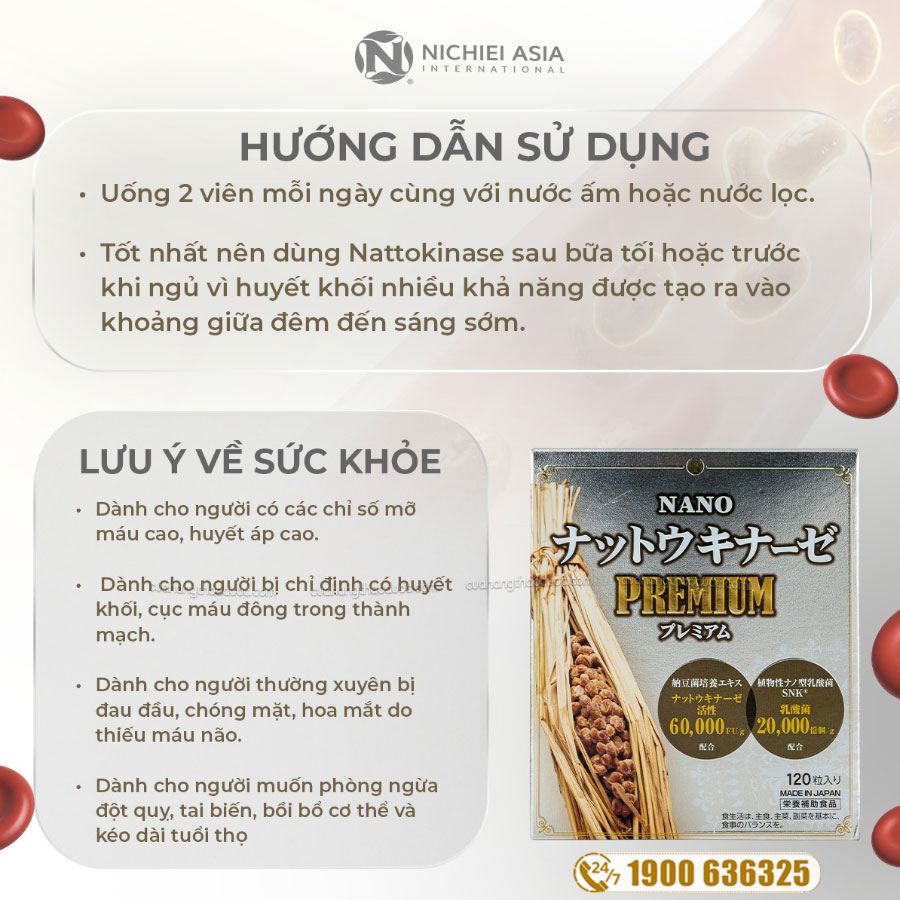 Viên Uống Nano Nattokinase Premium 60.000FU/g Nichiei Bussan Nhật Bản