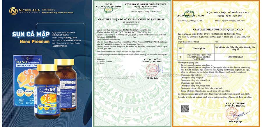 Viên Uống Nano Premium Shark Cartilage Nichiei Bussan Nhật Bản